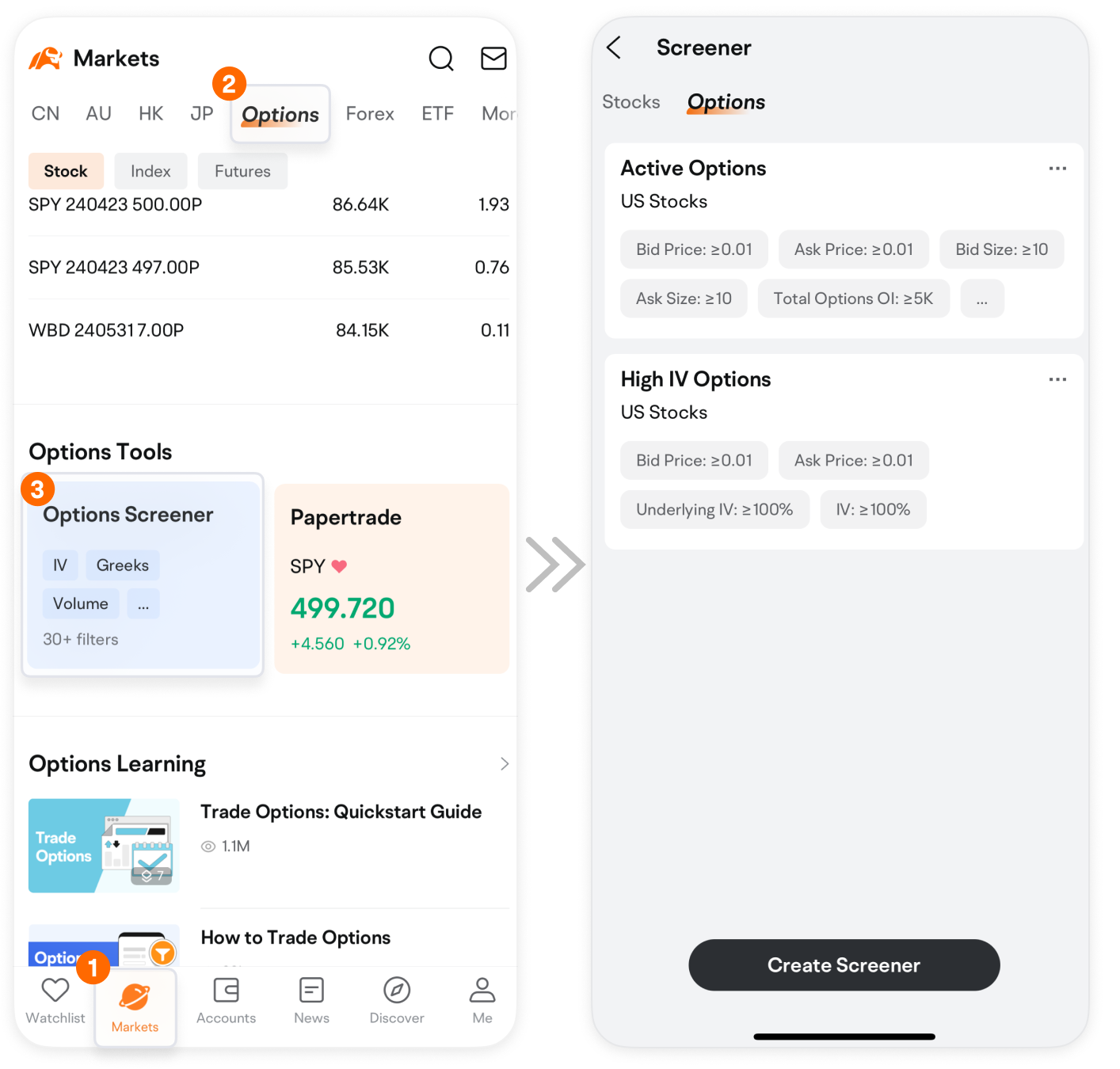 How to use Options Screener? -1