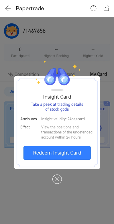 insight card for paper trading