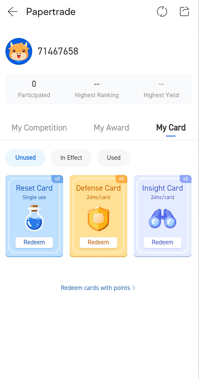 paper trading card in moomoo stock trading app